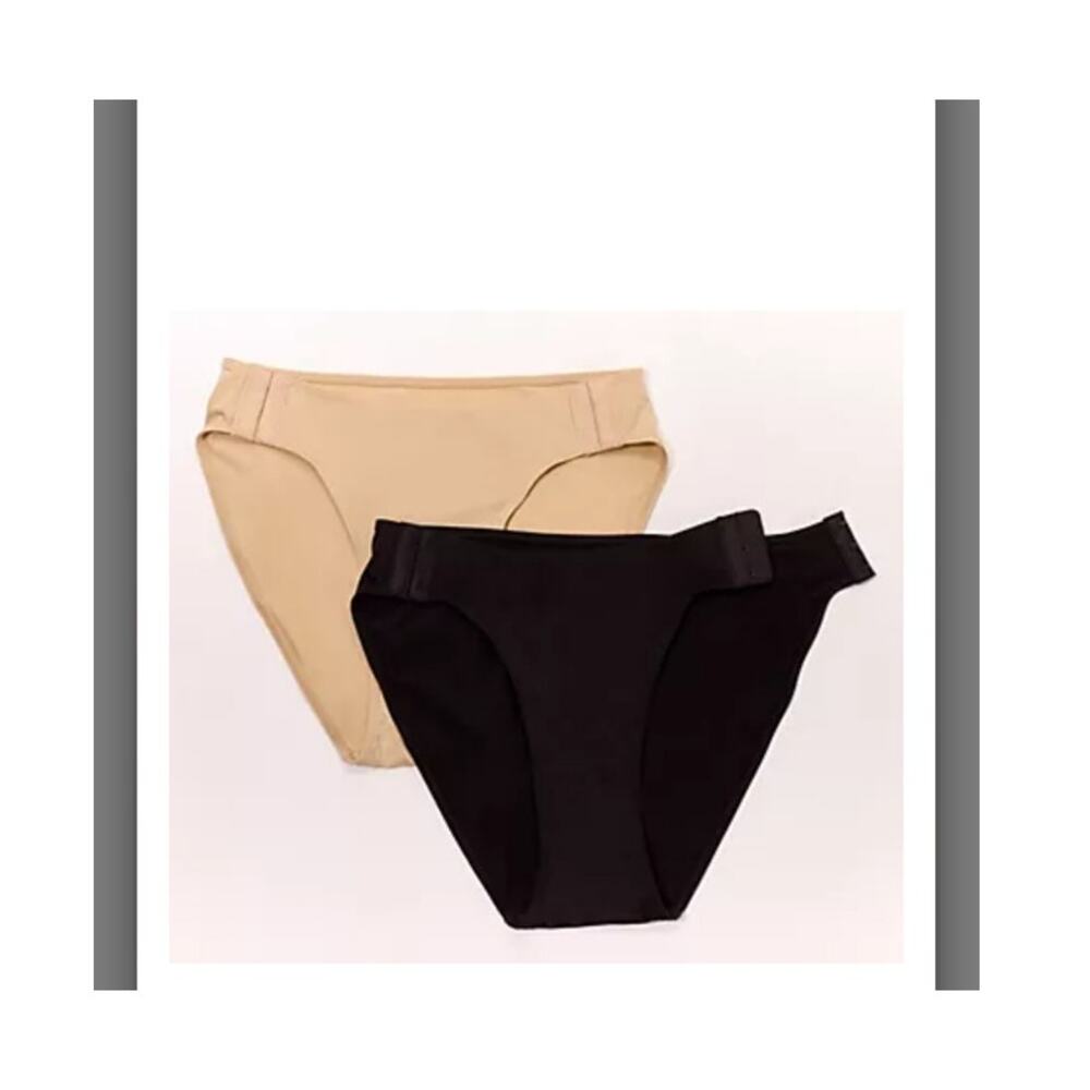 Slick Chicks Women's Adaptive Panties (2) 2-Pack Black Nude High-Waist briefs XL
